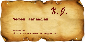 Nemes Jeremiás névjegykártya